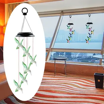 

Hummingbird Bird LED Solar Light Decorative Windbell Lights Wind Chime Light String Lamp Color Changing for Patio Yard Decor CN