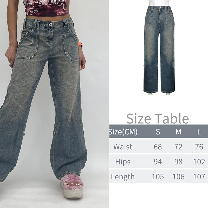 Tawnie Printed Baggy Y2K Jeans Women's Low Waist jeans 2022 Autumn Winter Oversize Wide Leg Baggy Pants Casual Cargo Trousers high waisted jeans Jeans