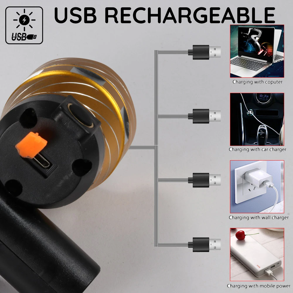 3000mAh перезаряжаемый аккумулятор для велосипедного фонаря Регулируемый зум передняя фара для велосипеда Водонепроницаемый T6 USB задний свет с задней подсветкой