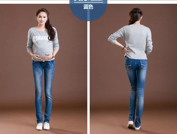 Хлопковые джинсы для беременных, брюки для беременных, Одежда для беременных, брюки с высокой талией, джинсовые облегающие джинсы Леггинсы для беременных