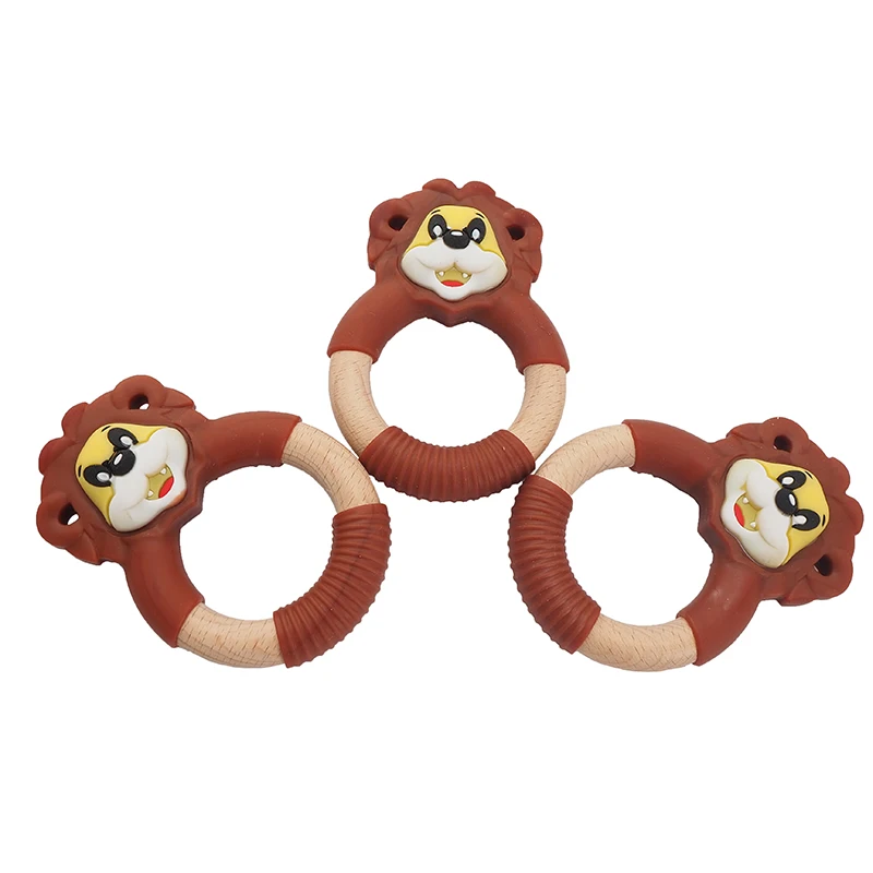 Chenkai 5PCS Silicone Lion Teether Animal Baby Rodent Teething BPA Free For Nursing Chewing Pendant Accessories Toddler Toys