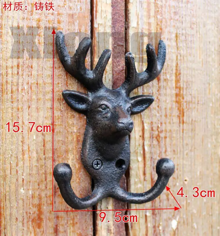 

European style retro cast iron iron hook wall hanging wall decoration clothes hook deer head horn hanging clothes hook home deco