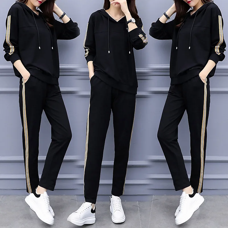 

2019 Autumn Clothing New Style Plus-sized Extra Large 200 Catty Wear Cartoon Hooded Trousers Set