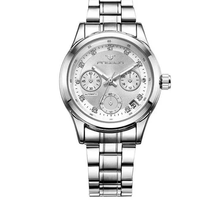 

2019 Ladies Pink Watch Leather Stainless Steel Belt Rhinestones Mechanical Watches Women Waterproof relogios femininos de pulso