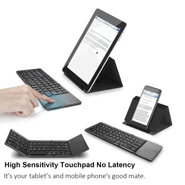 Mini Portable Folding Bluetooth Keyboard Wireless Foldable Touchpad Keypad for IOS Android Samsung Windows Ipad Tablet Notebook
