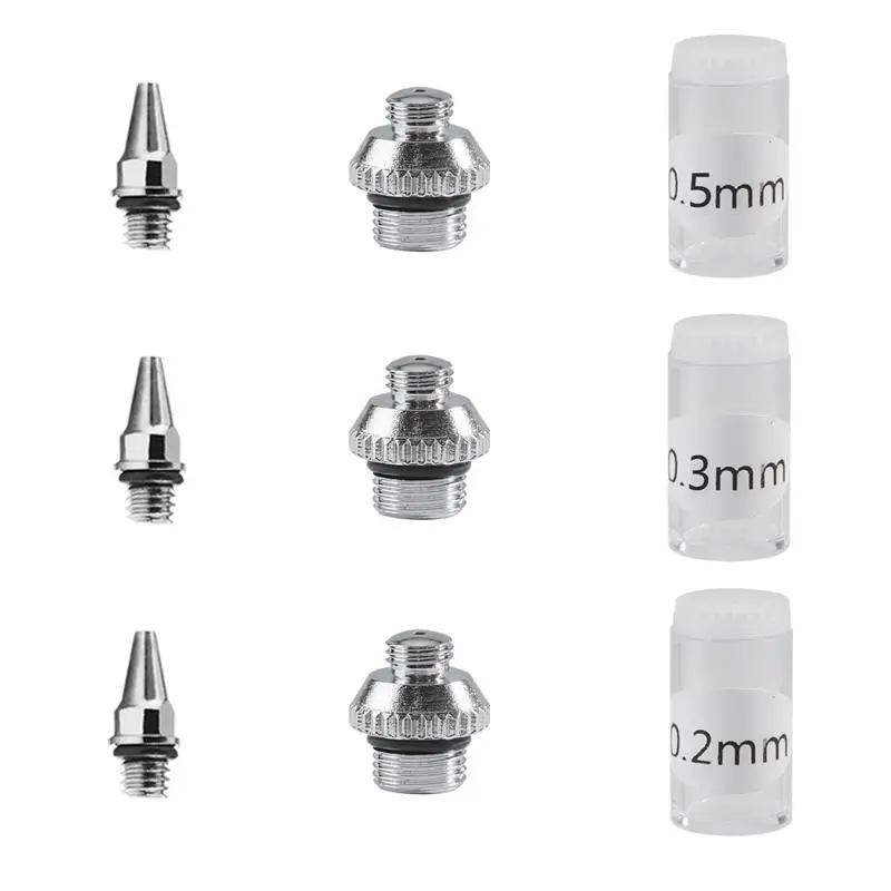 180 Series Airbrush Nozzle  0.2mm 0.3mm 0.5mm  With Cap Kit Professional  Nozzles Cap Replacements Parts for SAGUD  Accessories