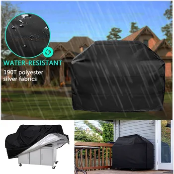 

Waterproof Black Barbecue Cover Dust Rain Cover Garden Yard Grill Cover Protector for Outdoor BBQ Accessories