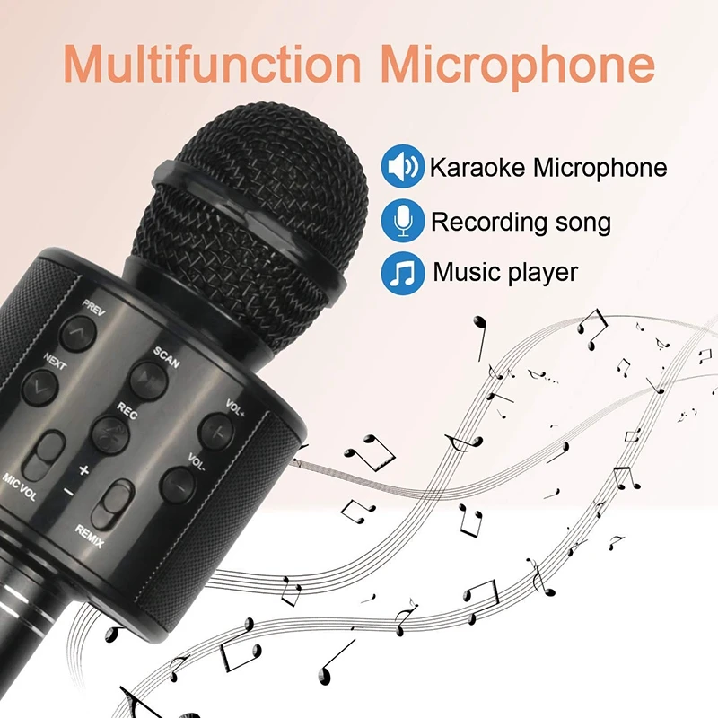 Полностью черный Портативный Ручной беспроводной Bluetooth караоке OK микрофон и динамики и микрофон с Bluetooth модулем динамик Запись музыки KTV Microph