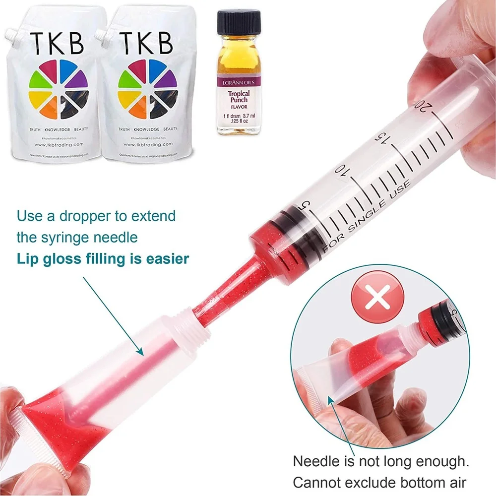 6Pack20mlSyringeWithout 바늘 주사기 forLipGloss 대형 플라스틱 주사기 forscientific clabs, Dispensing,Refilling Multiple Uses