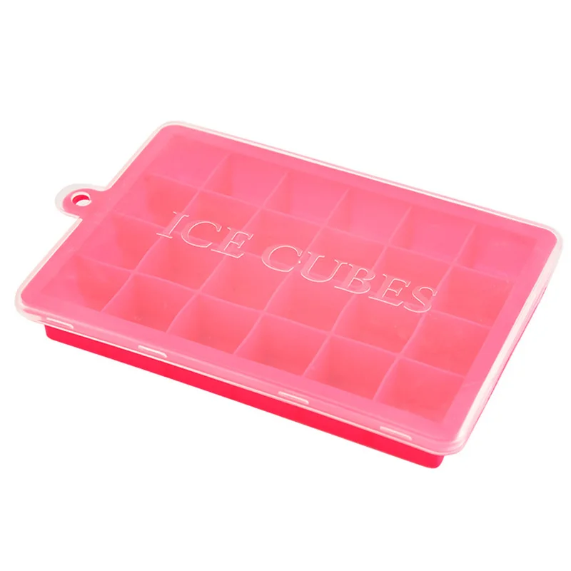 Silicone Ice Cube Tray Freeze Mould Ice Cube Tray 24 Grids Ice-making Box With Lid Silicone Molds DIY Small Ice Tray