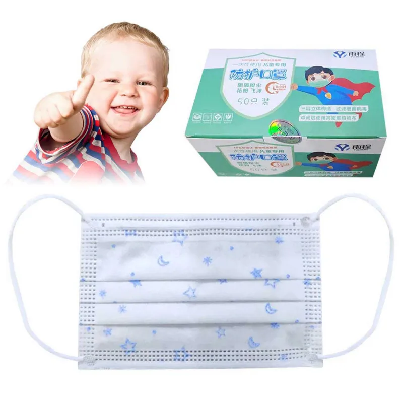 

Mascaras 50pcs Disposable Mask Children Kids Non-Woven Masks Protection Respirator masca Anti Dust Mask Kids Protective masker