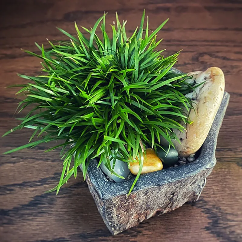 Basalt FlowerPot Succulent Plant Nursery Planter Natral Stone Vase Decoration Home Table Craft Bonsai Garden Decor New Year Gift 5