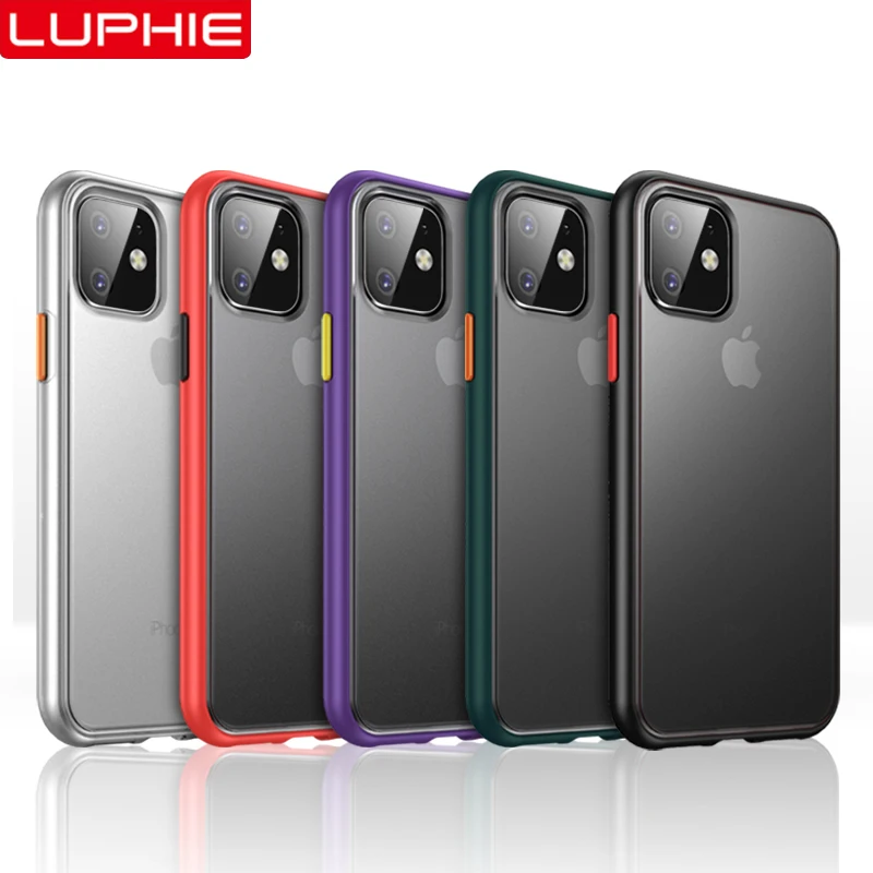 LUPHIE Luxury Matte Case For iPhone 11 Pro Max Shockproof translucent Cover X XR XS MAX 6 6s 7 8 Plus cases Coque |