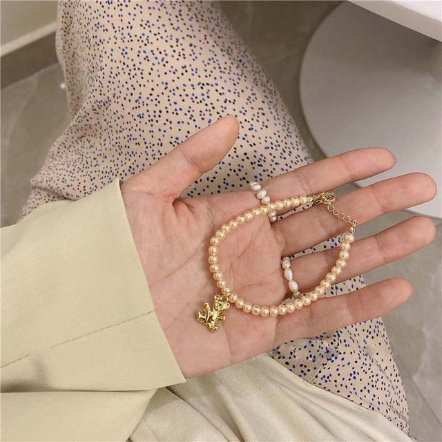 Bear Pendant Pearl Necklace Lovely Bear Gold Chain Necklaces For Women Jewelry