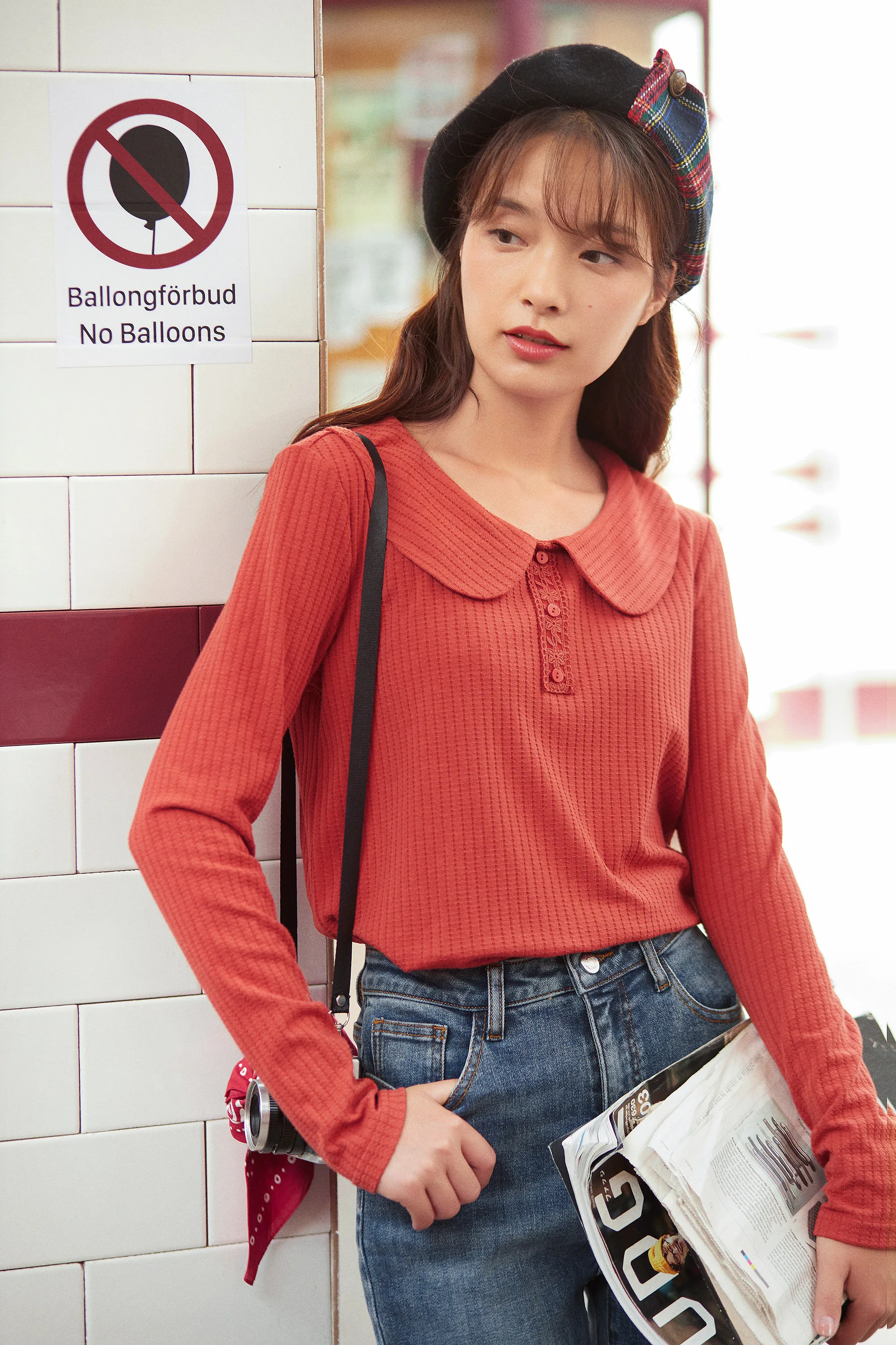 INMAN 2020 Autumn Winter New Arrival Jeans Loose Classic Simple Washed Mid-waist Raw-edged Cuffs Denim Cropped Pants