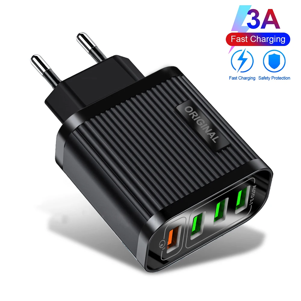 

Universal USB Phone Charger 4 Port Quick Charge 3.0 4.0 Fast charging power adapter For iPhone 11 Xiaomi Huawei Travel Charger