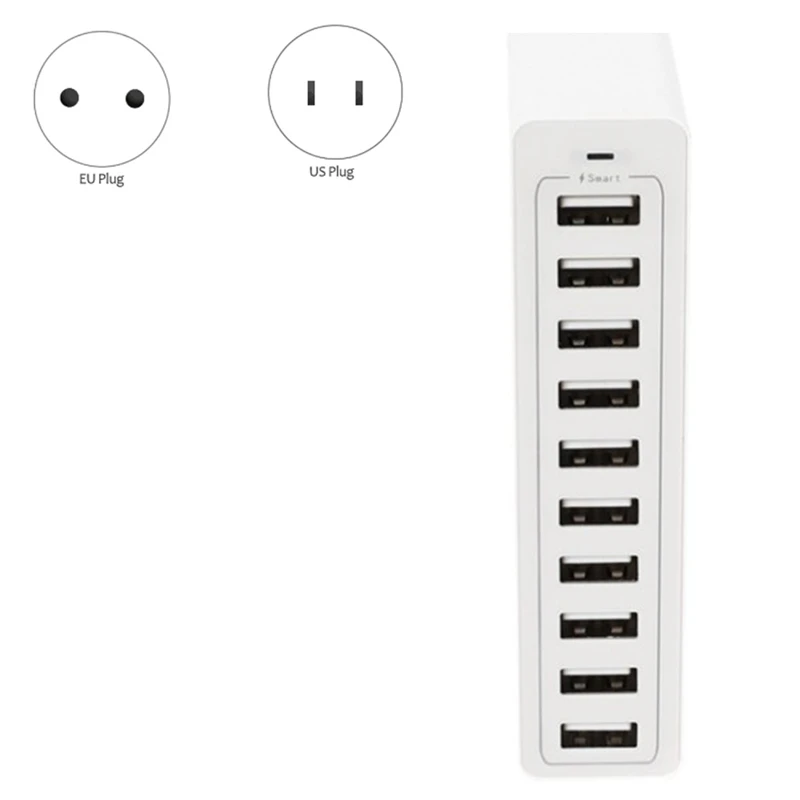 10 USB Ports Quick Charge Charger Station Dock with Cable 50W for Phone PC Multi | Электроника