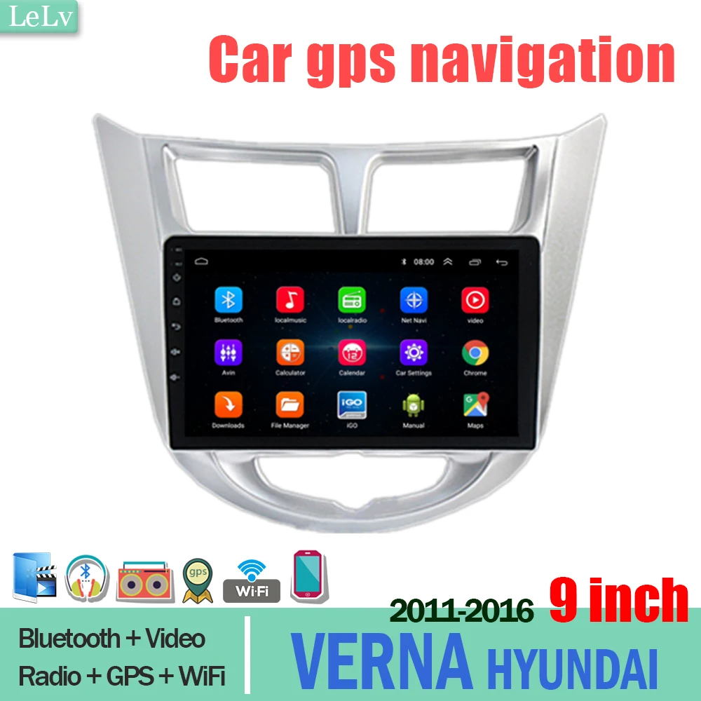 Lelv dvd Автомобильный экран android воспроизводитель dvd Авто nacigator экран автомобиля 9 ''для hyundai verna 2011- Gps wifi usb аудио