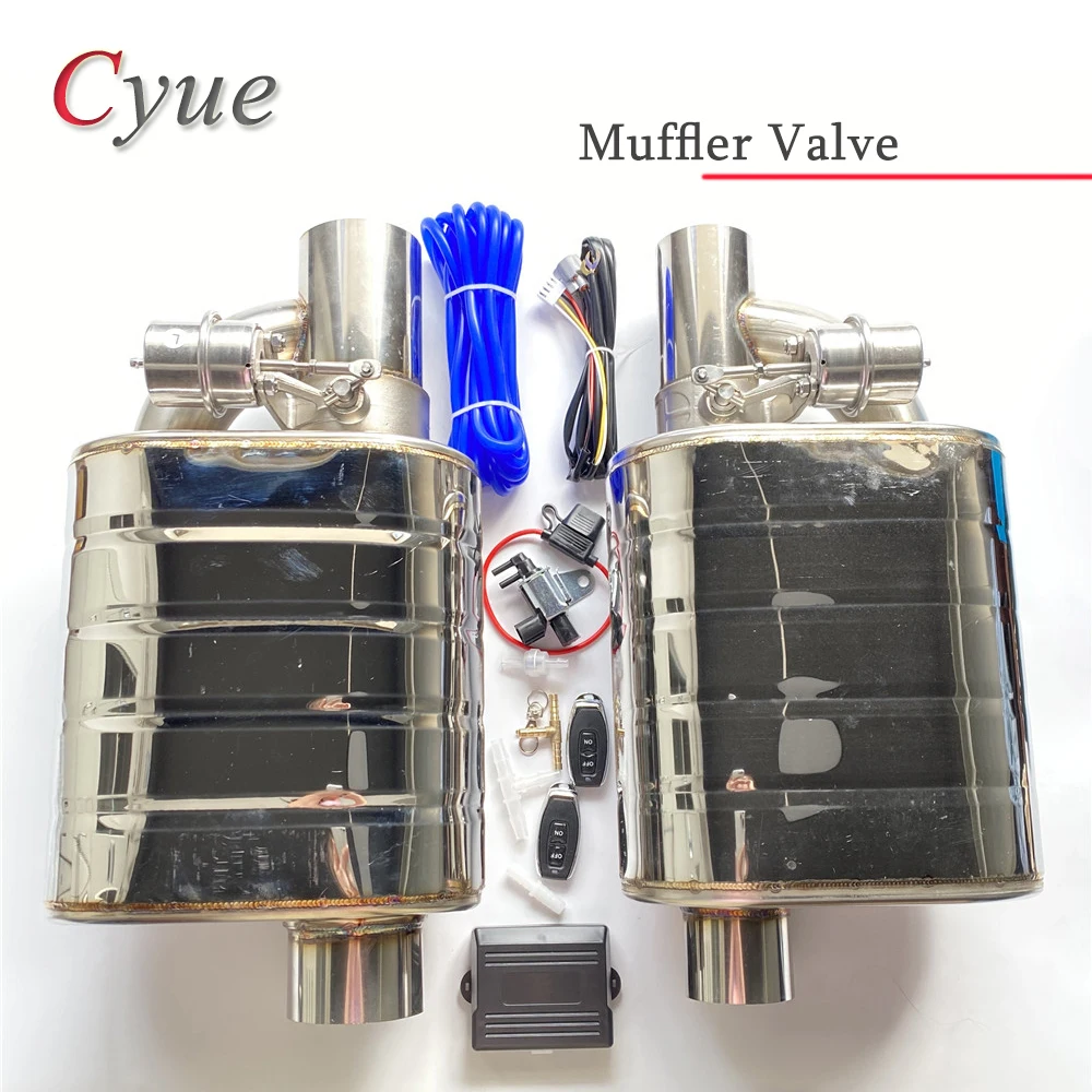 L+R Car Exhaust System Vacuum Valve Control Exhaust Pipe Kit Variable Silencer Stainless Muffler