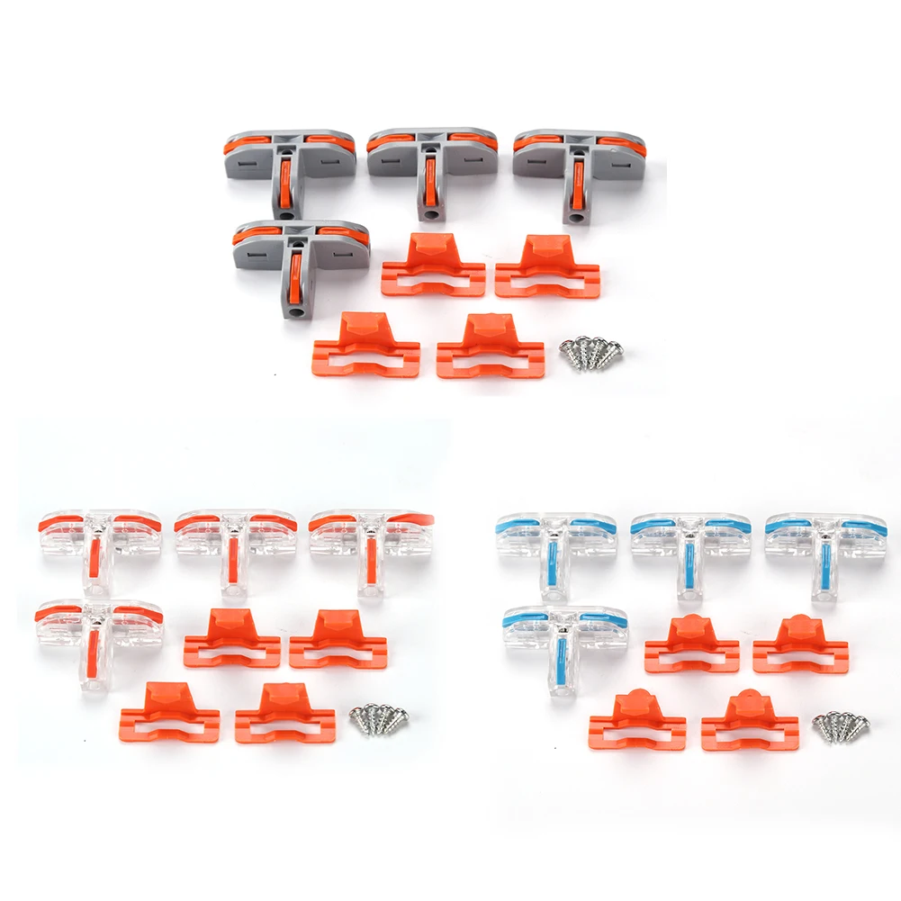 T11 4 Sets T Type Fast Wiring Cable Splitter Connector Universal Push-in Quick Distributor Terminal Block with Screws Buckles |