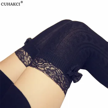 

CUHAKCI emme Lace Stockings Women Socks Thigh High Stocking Over The Knee Socks Stay Up SexyStockings Black Navy Breathable Girl