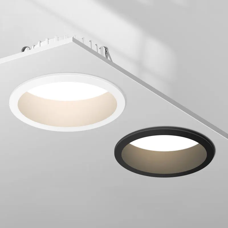 디 밍이 가능한 AC85 265V Recessed Anti Glare LED Downlights 7W 9W 12W 15W LED 천장 스포트 라이트 배경 램프 실내 조명