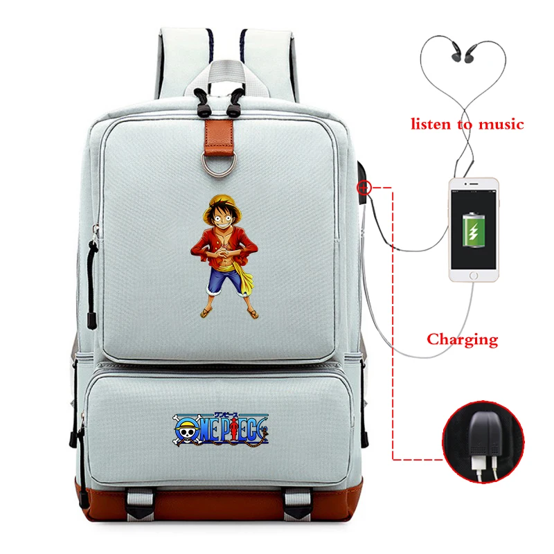 Anime Black Backpack USB Charging Large Capacity Bagpack Unisex School Bags Backpacks Travel Bag for College Bookbag Sac A Dos