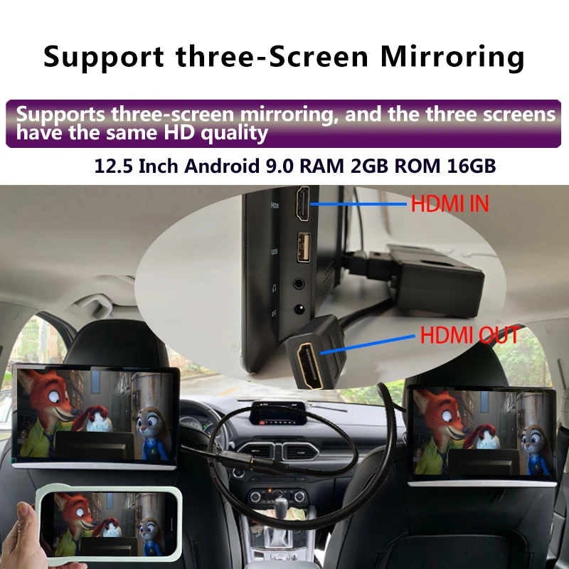 12 5インチのアンドロイド10 0 2ギガバイト 16ギガバイト車のヘッドレストモニター同一画面4 18k 1080 1080p Mp5 Wifi Bluetooth Usb Sd Hdmi Fm ミラーリンク Miracast Car Monitors Aliexpress