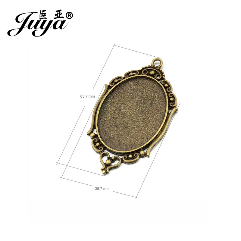 5 개/몫 타원형 펜던트 빈 설정 카보 숑베이스 베젤 트레이 맞는 30x40mm 타원형 유리 목걸이 DIY 쥬얼리 결과 만들기