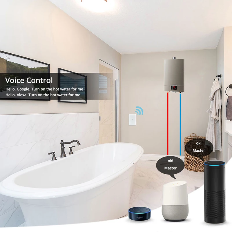 WiFi умный бойлер водонагреватель Smart Life Tuya приложение дистанционное управление Amazon Alexa Google IFTTT Голосовое управление стеклянная панель