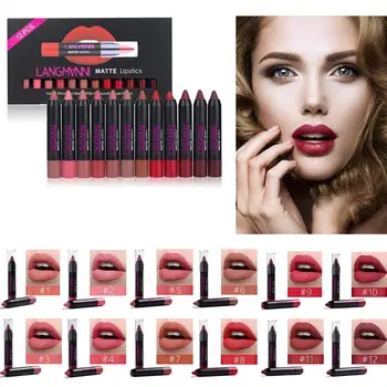 

Set Of 12 Red Plastic Makeup Lipstick Set Non-Stick Lipstick Matte Waterproof Lipstick High Cup Moisturizing Value V7Q7