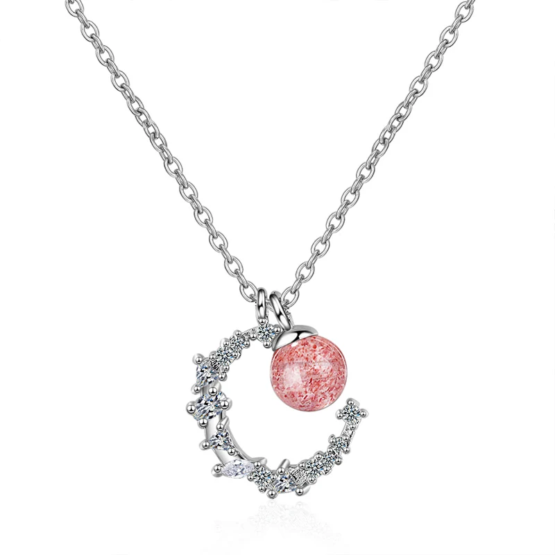 Moon Pendant Necklace Elegant Lovely Female Natural Stone Clavicle Chain Fashion Jewelry Gift | Украшения и аксессуары