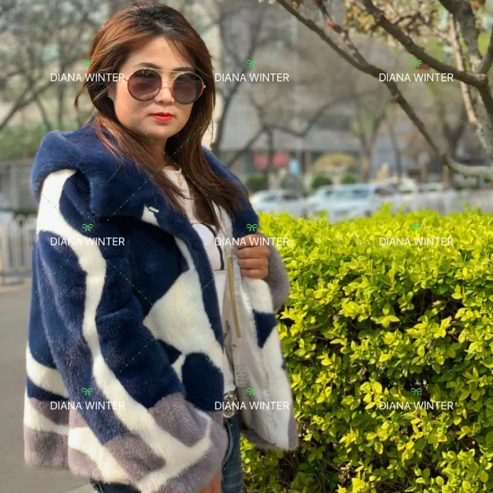 

Fashion ladies jacket mink coat trend autumn and winter warm ladies coat leather grass natural fur DIANA WINTER2019