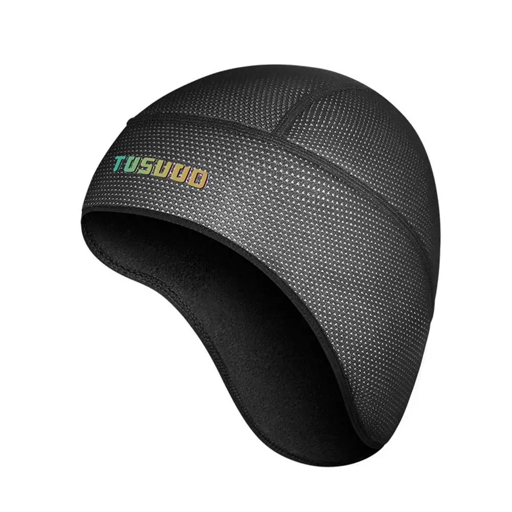 New Unisex Winter Cycling Cap Windproof Warm Polar Fleece Thermal Helmet Liner Beanies Hat Solid Color Hiking Skiing Ear Warmer