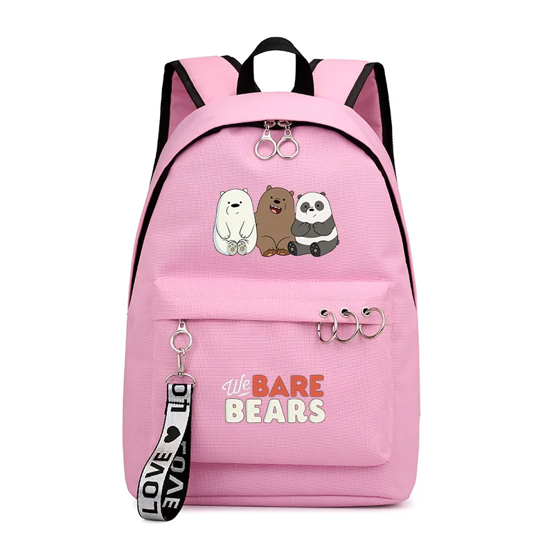 Мы Голые рюкзак с изображением медведей из аниме школьные сумки для книг мужская Группа Mochila Дорожная сумка для ноутбука лента кольцо круг рюкзак для мальчиков и девочек розовый черный - Цвет: Style 19