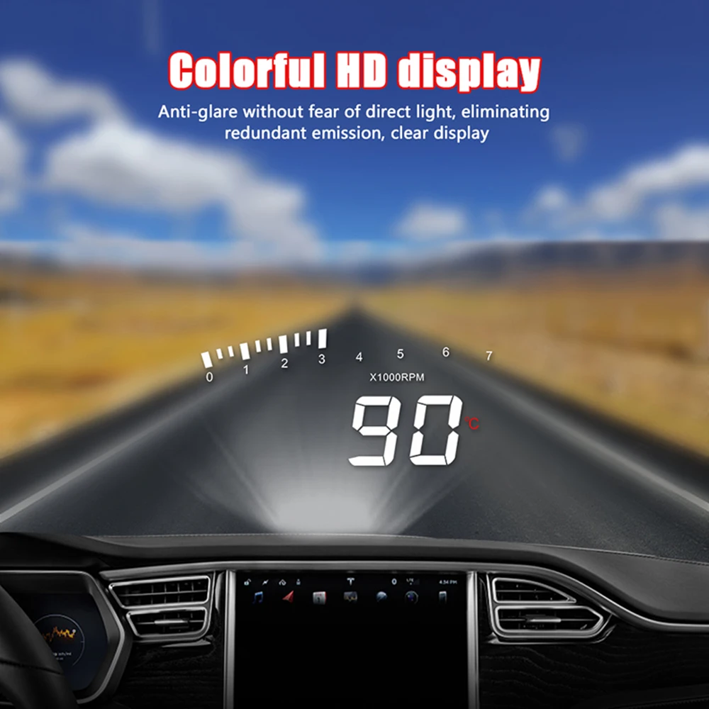 Car HUD OBD Auto Electronic Voltage Alarm Head-Up Display Overspeed Warning System Projector Windshield Car HUD OBD Auto Electronic Voltage Alarm Head-Up Display Overspeed Warning System Projector Windshield