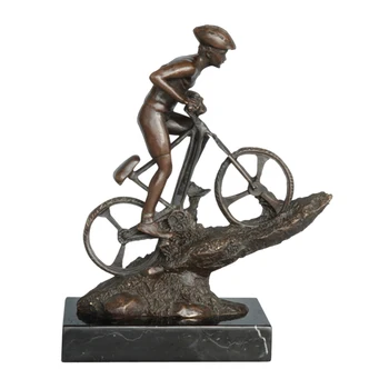 

Man Riding Mountain Bike Bronze Sculpture Male Cyclist Statue Sport Figurine Art Home Desk Decor Gifts