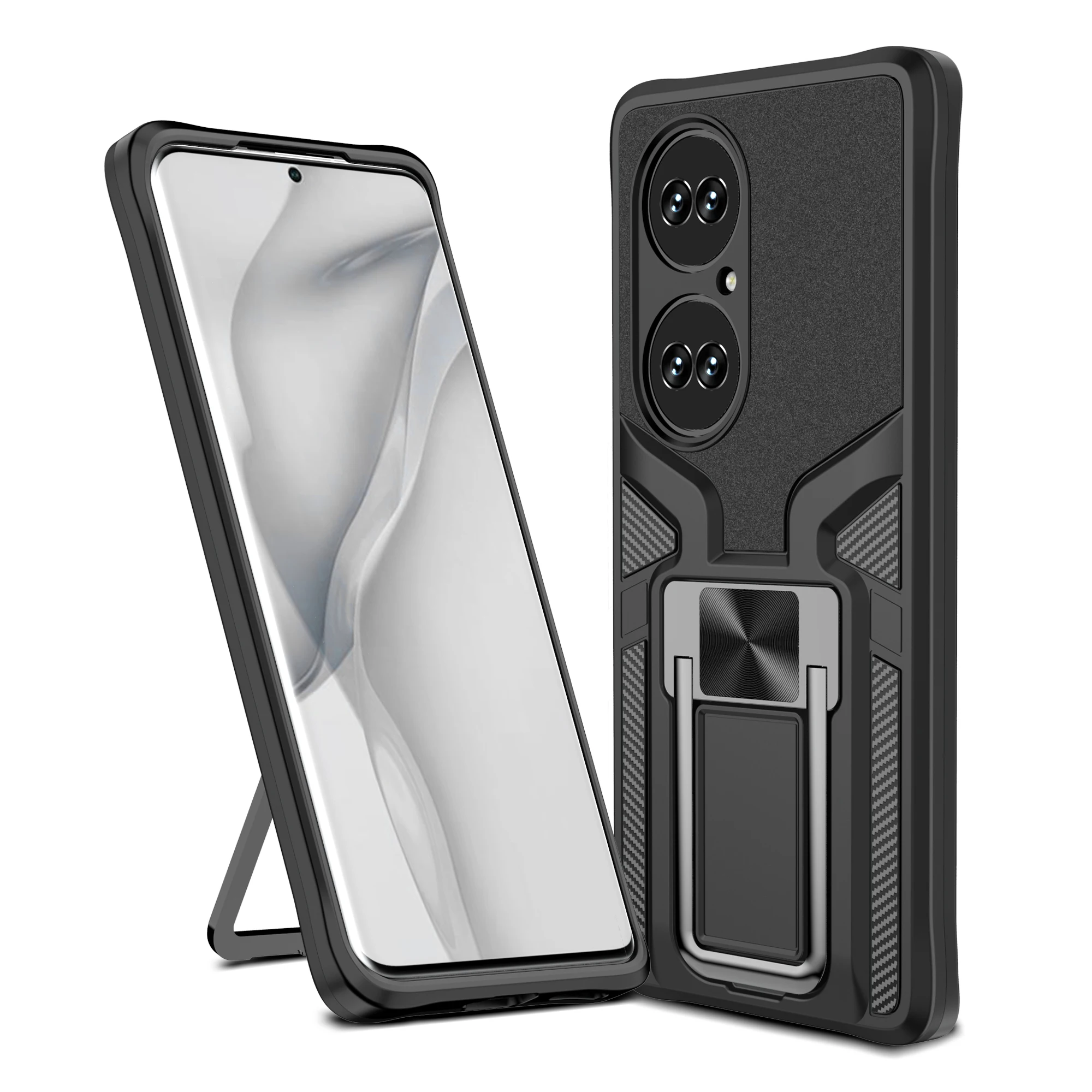 

Kickstand Ring Phone Case For Huawei P50 P40 Pro Mate 40 Pro Military Grade Drop Resistance Armor Shockproof PC+TPU Back Cover