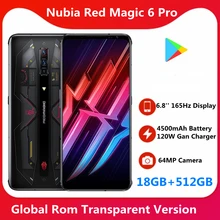Globalny Rom Nubia Red Magic 6 Pro 18GB 512GB przezroczysta wersja 5G 6.8 Cal AMOLED 165Hz Flash Screen 64MP główna kamera 4500mAh