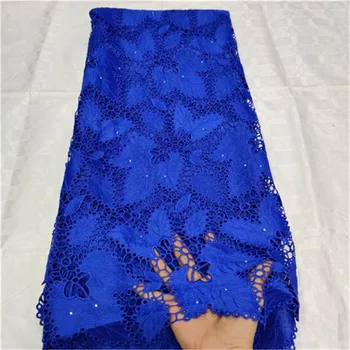 

STILL FLY royal blue french guipure lace fabric nigerian cord lace for women french luxury milk silk lace fabric 5yards/lot