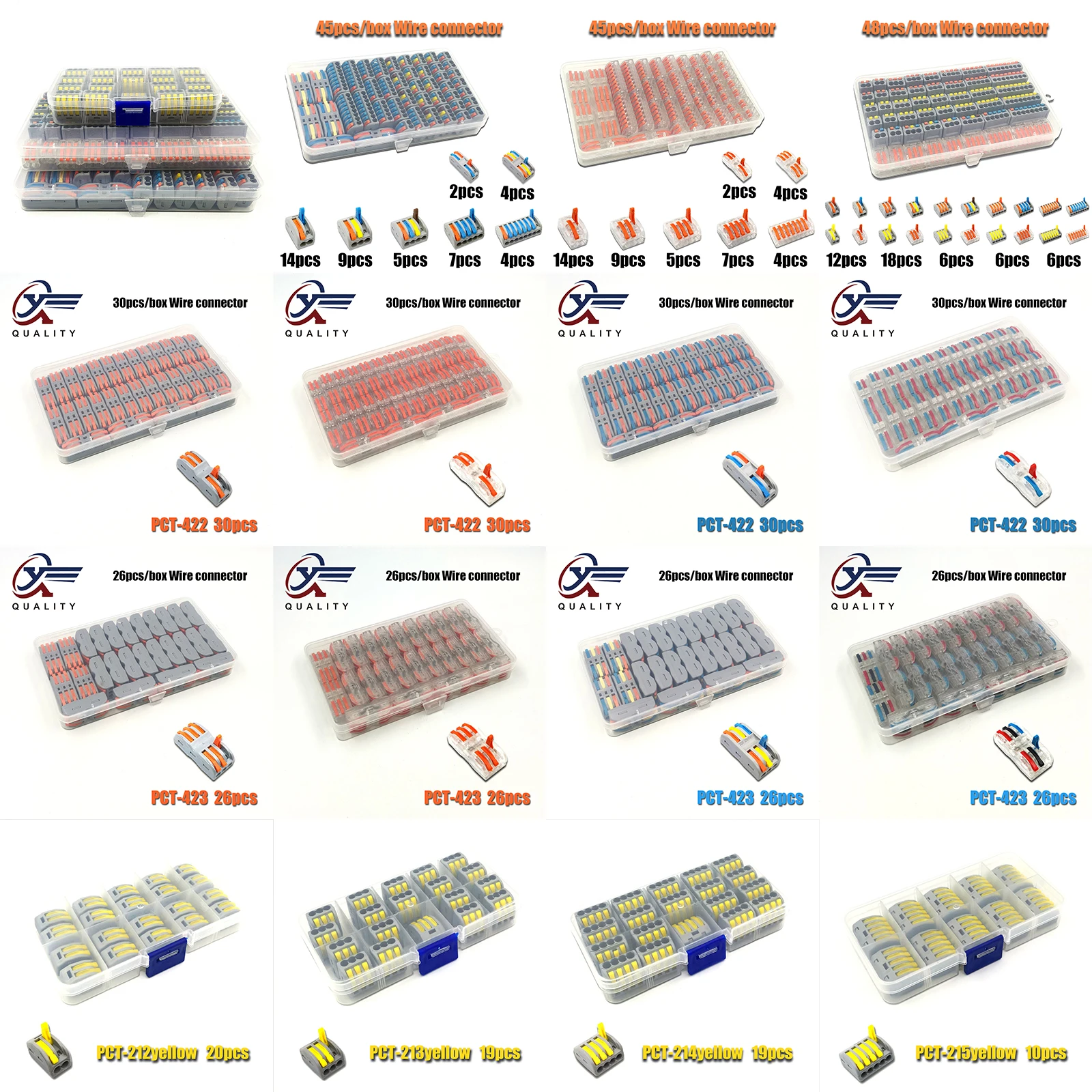 

box wire connector set box universal compact terminal block lighting wire connector for 3 room hybrid quick connector