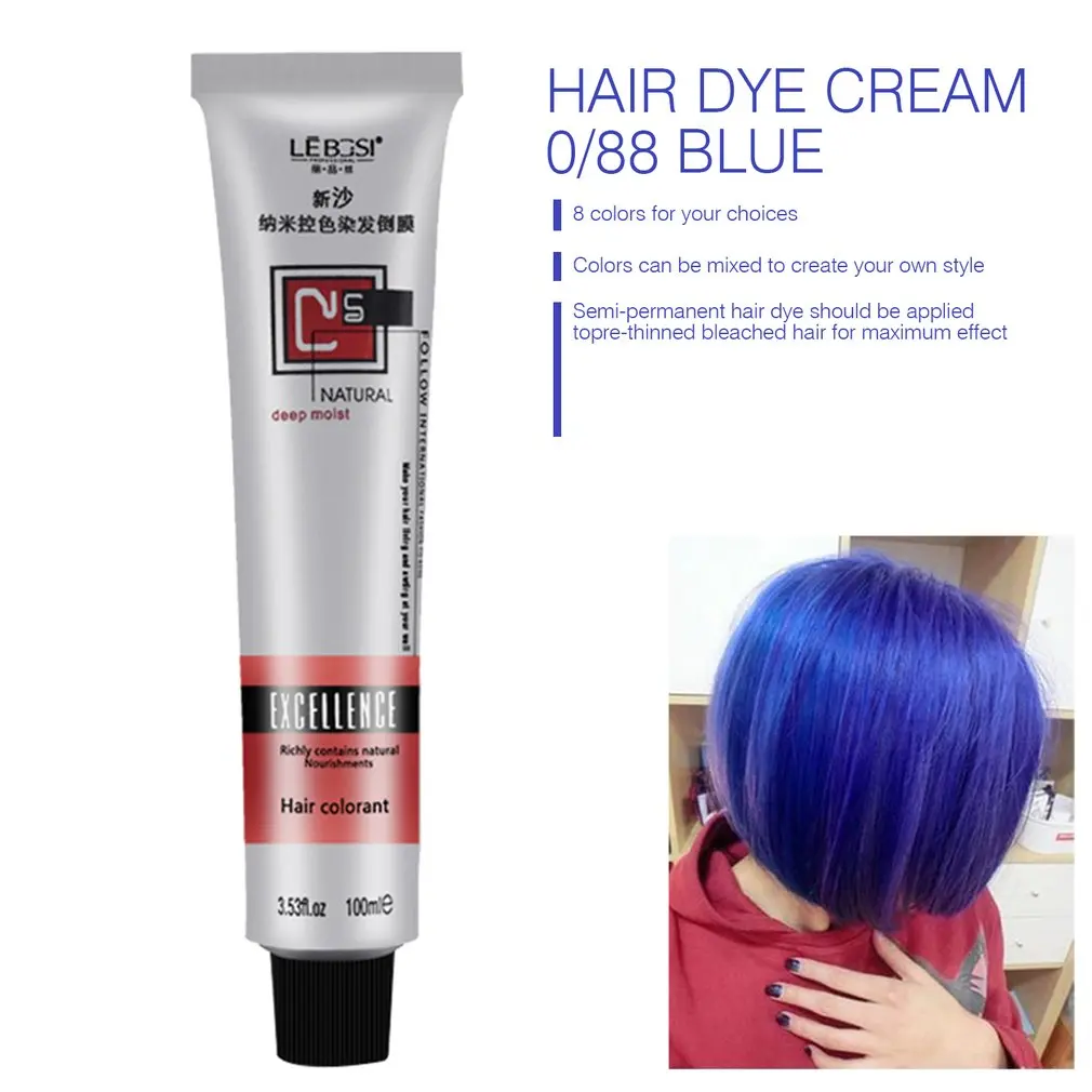 Hair Coloring Cream Single-Paste Cream Hair Salon With A Single Color Paste Cream Hair Dye Smell Small - Цвет: blue