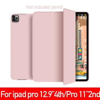 

PU Silicone for IPad Pro 12.9-in. 4th Gen Pro 11Inch 2nd 2020 A2228 A2229 Funda Capa Smart Case with Pencil Holder Multi- Fold