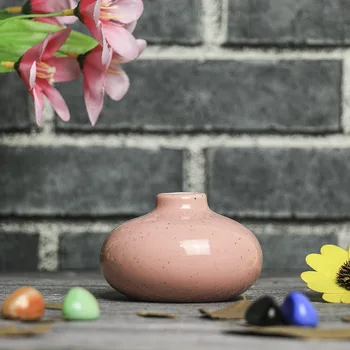 

Flower Pot Vase Mini Ceramic Desk Vase Ornament Office Desk Tabletop Flower Wedding Decoration Short Black Dot Buddhist DHLL03