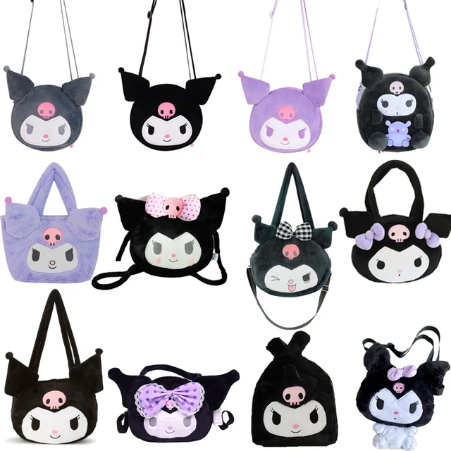 Kawali black purple Kuromi Soft Stuffed Plush Shoulder Bags Hand bag Messenger bag Backpack for Girls Christmas Gifts 1