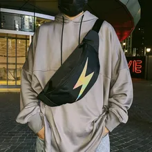 Мужская холщовая нагрудная сумка унисекс, повседневная поясная сумка, светоотражающая поясная сумка в стиле хип-хоп, водонепроницаемая поясная сумка для мальчиков, мужская сумка в уличном стиле