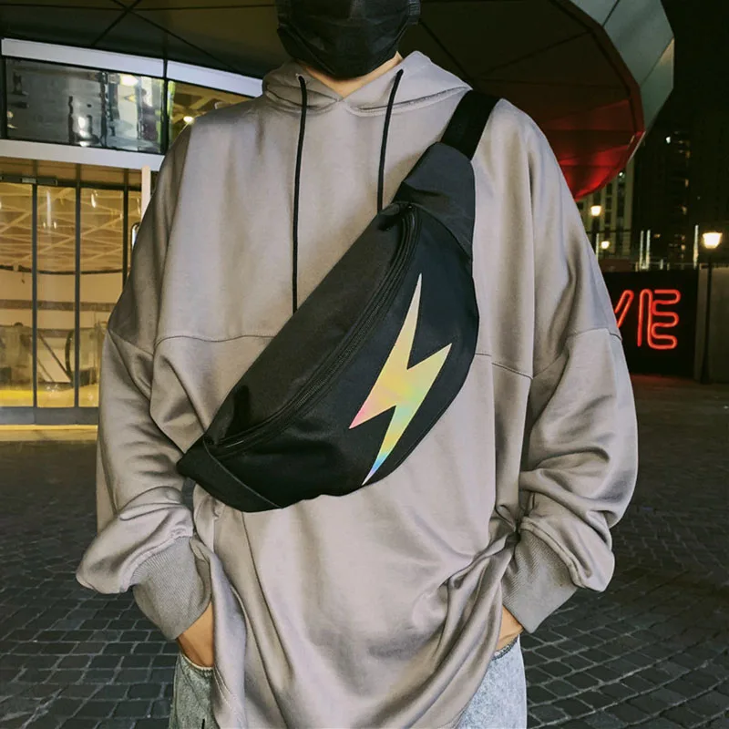 Мужская холщовая нагрудная сумка унисекс повседневная поясная светоотражающая