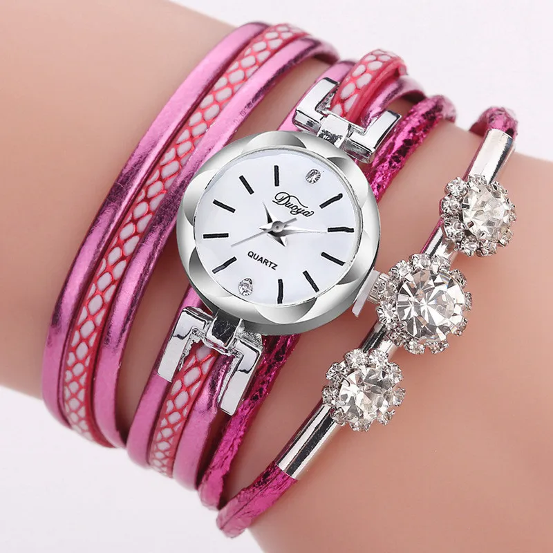 rose red watch Модные женские часы-браслет Роскошные Кристальные Кварцевые часы Женские винтажные креативные наручные часы Zegarek Damski - Цвет: rose red watch