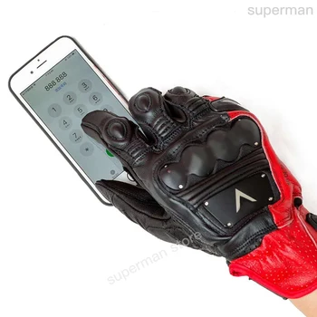 

DAIN ESE Motorcycle Motocross Telefingers Gloves Genuine leather Titanium alloy Speed Racing Gloves toucjh screen Gloves