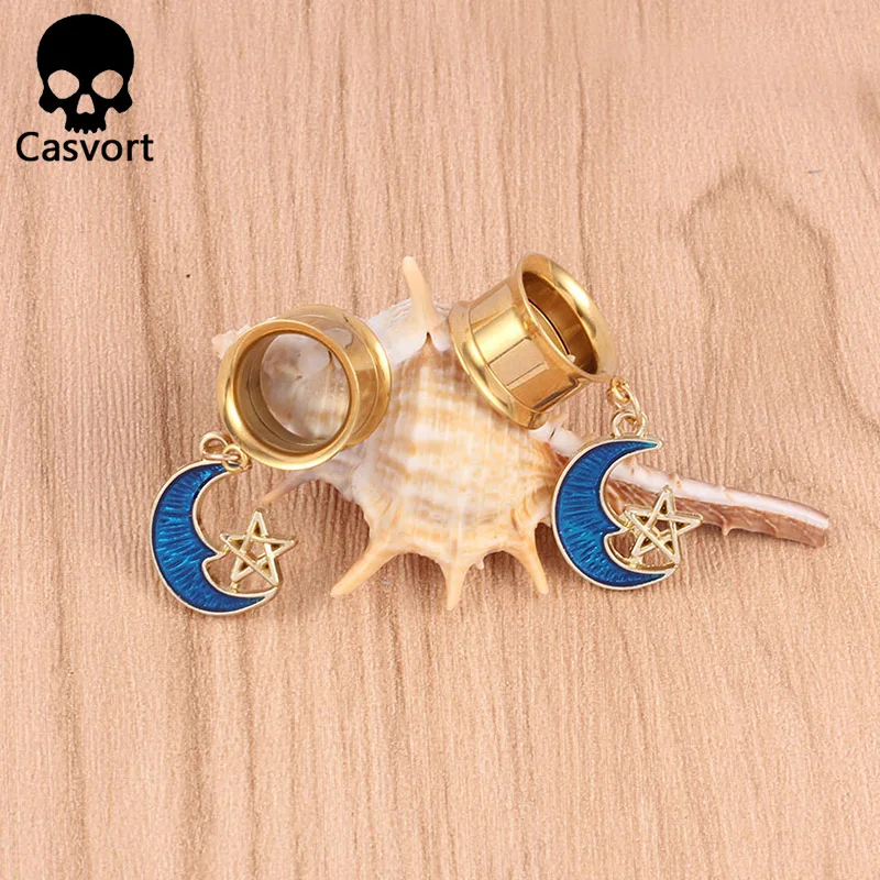 Casvort, 2 шт., пирсинг для ушей, расширитель, туннель, заглушка, Висячие шпильки, седло, ушные измерители, носилки, модные украшения для пирсинга тела, подарок